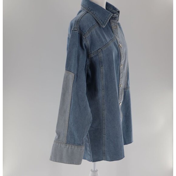 Hustle N Holla Felicity Denim Shacket Women Blue Y2K Casual Trendy Oversized NWT - Picture 12 of 15
